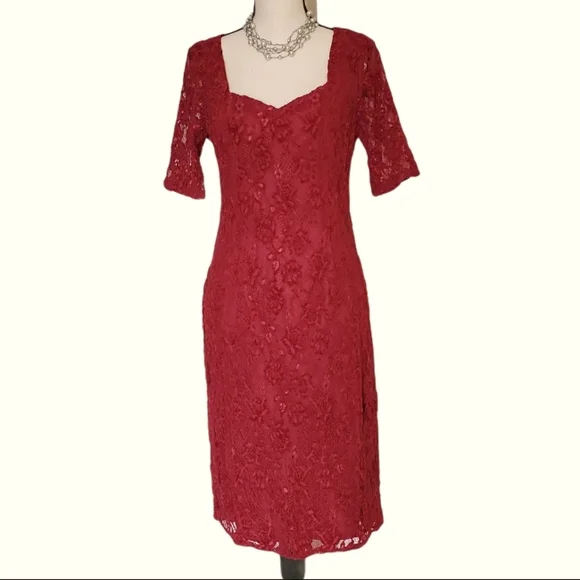 Nanette Lepore | Dresses | Classic Lace Party Dress Size 8 Nwt Sangria  Burgundy Red | Poshmark